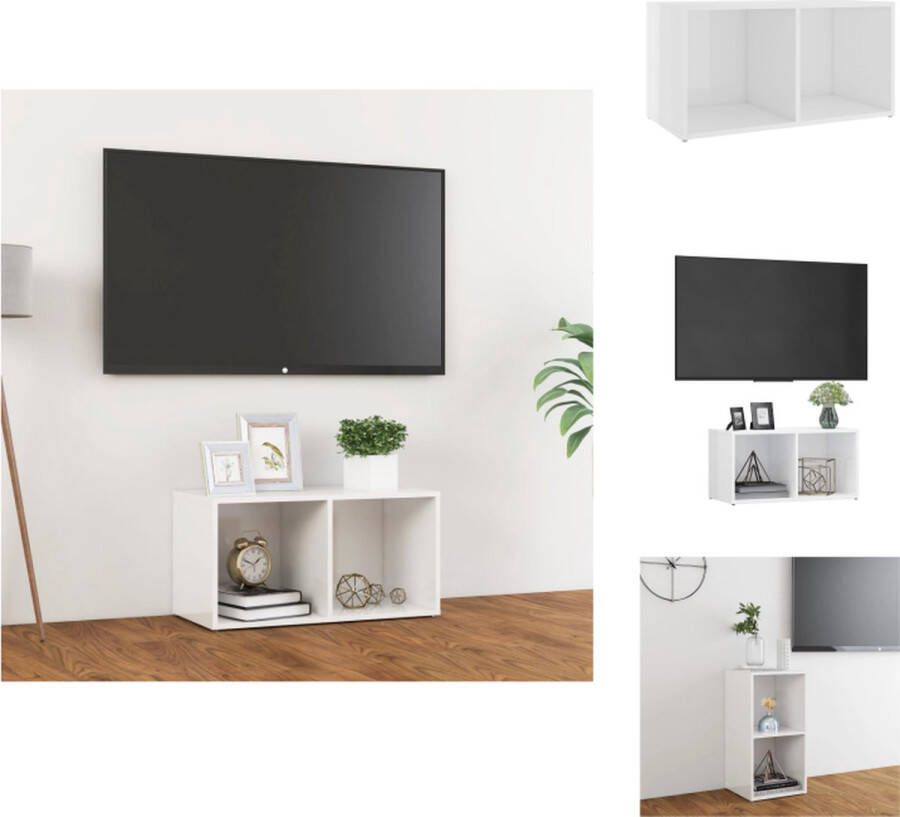 VidaXL Televisiekast Trendy 72 x 35 x 36.5 cm Hoogglans wit Met 2 vakken Kast - Foto 1