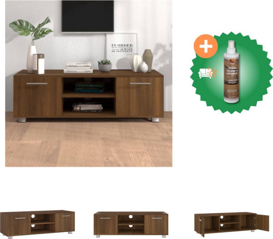 VidaXL Televisiekast Trendy Bruineiken 110 x 40 x 35 cm Voldoende opbergruimte Kast Inclusief Houtreiniger en verfrisser
