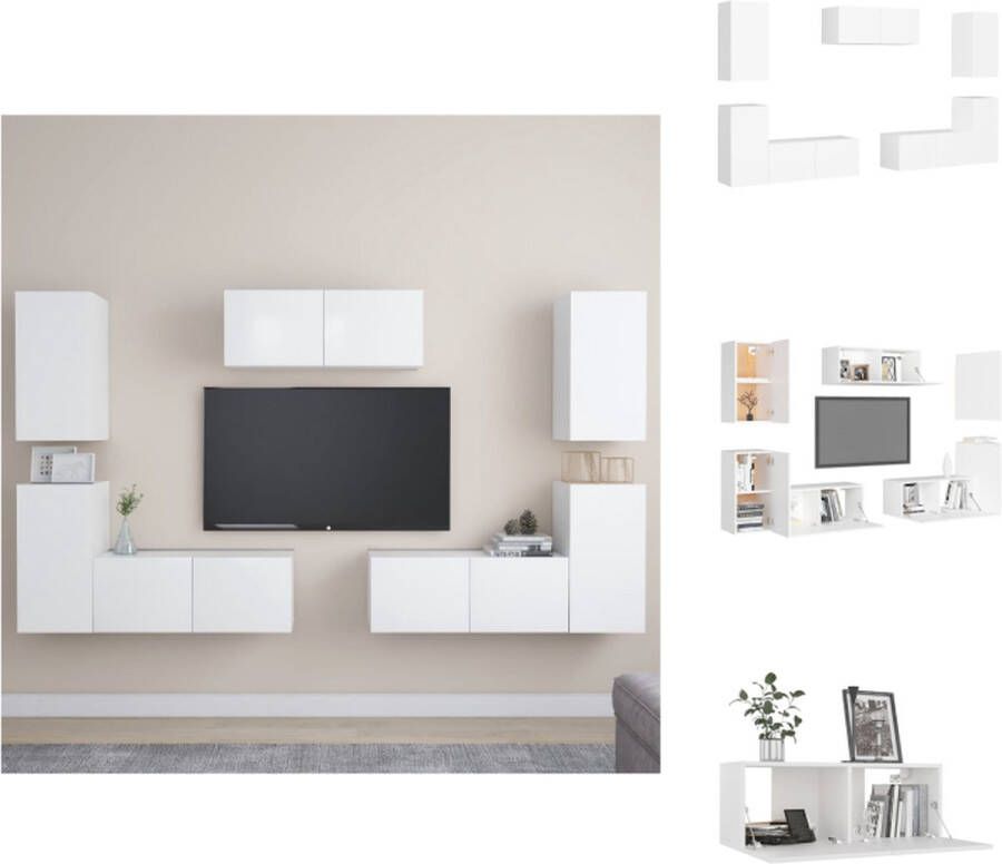 VidaXL Televisiekast Trendy Design Meerdere Vakken Eenvoudig te Onderhouden Wit Spaanplaat 80 x 30 x 30 cm (L) 30.5 x 30 x 60 cm (M) Montage Vereist 3 x tv-meubel (L) 4 x tv-meubel (M) Kast