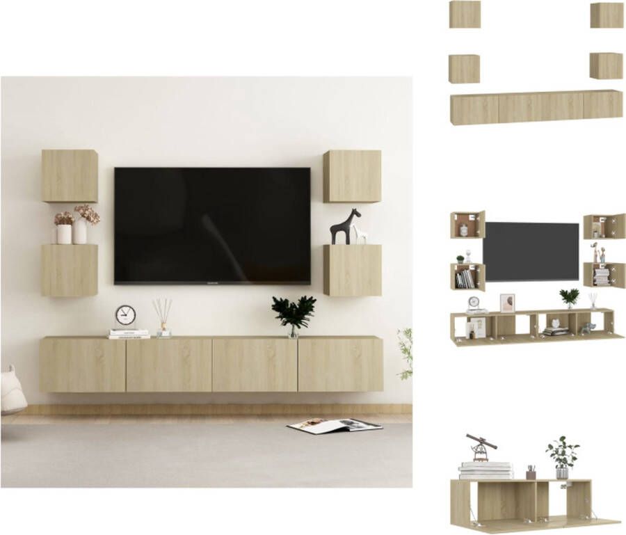 vidaXL Televisiekast Trendy design Muurbevestiging Opbergruimte Eenvoudig te onderhouden Sonoma eiken Afmetingen (L)- 100 x 30 x 30 cm Afmetingen (S)- 30.5 x 30 x 30 cm Montage vereist 2 x tv-meubel (L) 4 x tv-meubel (S) Kast