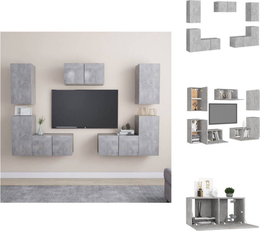 vidaXL Televisiekast Trendy en praktisch Voor het opbergen van boeken tijdschriften dvds Kleur- Betongrijs Materiaal- Spaanplaat Afmetingen (L)- 60 x 30 x 30 cm Afmetingen (M)- 30.5 x 30 x 60 cm Montage vereist Kast