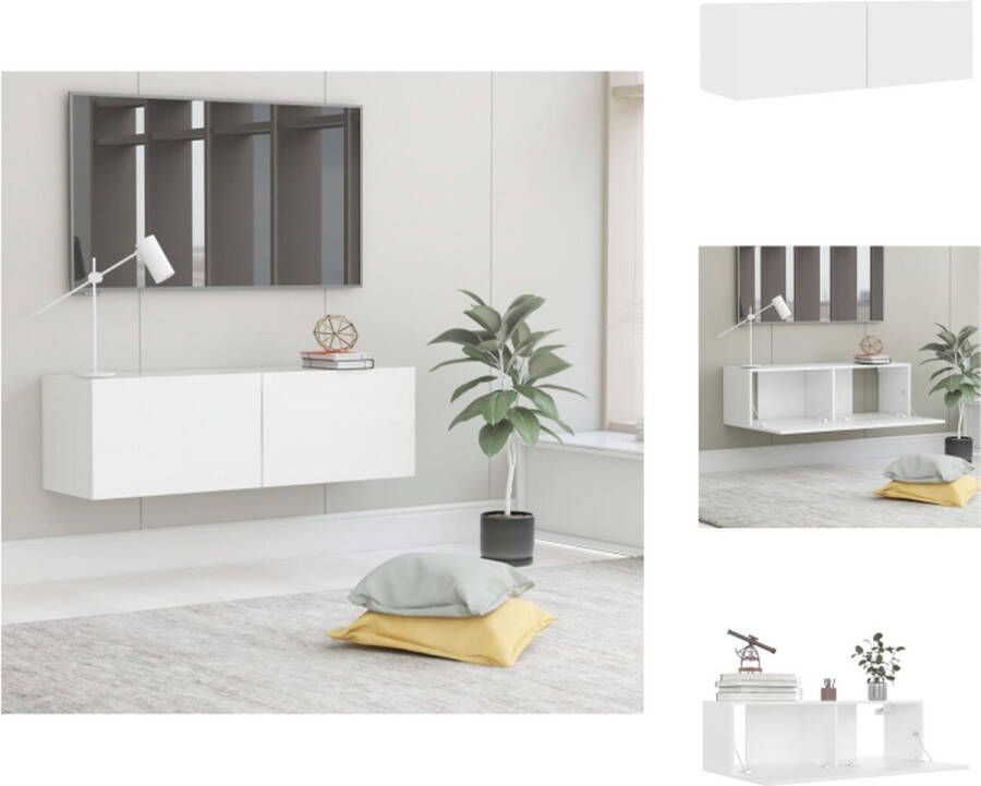 VidaXL Tv-meubel Tv-meubels Tv-meubelen Tv-meubilair Tv-meubel 100x30x30 cm bewerkt hout wit - Foto 2