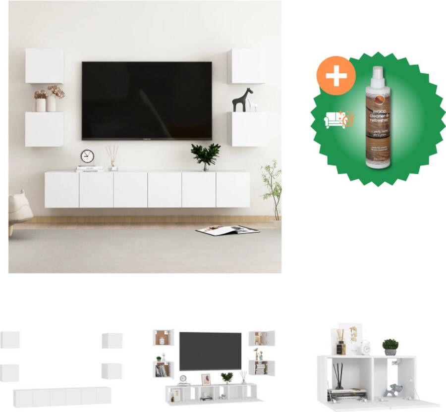 VidaXL Televisiekast Trendy Design Meerdere Vakken Eenvoudig te Onderhouden Wit Spaanplaat 80 x 30 x 30 cm (L) 30.5 x 30 x 60 cm (M) Montage Vereist 3 x tv-meubel (L) 4 x tv-meubel (M) Kast Inclusief Houtreiniger en verfrisser - Foto 2