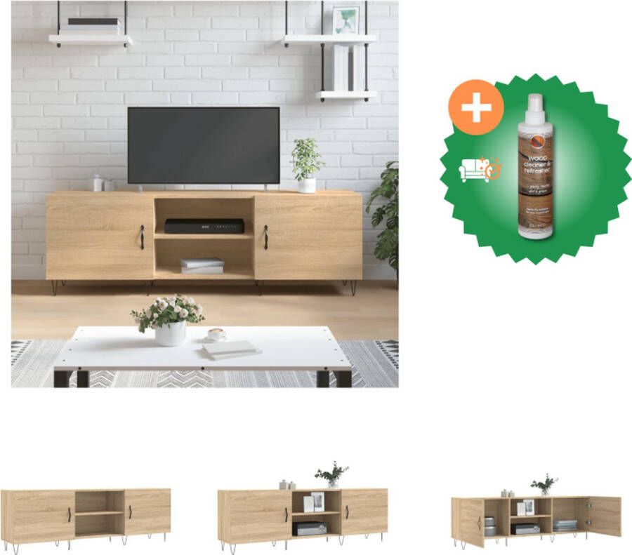 VidaXL Televisiekast TV-meubel 150 x 30 x 50 cm Sonoma eiken Bewerkt hout en ijzer Kast Inclusief Houtreiniger en verfrisser