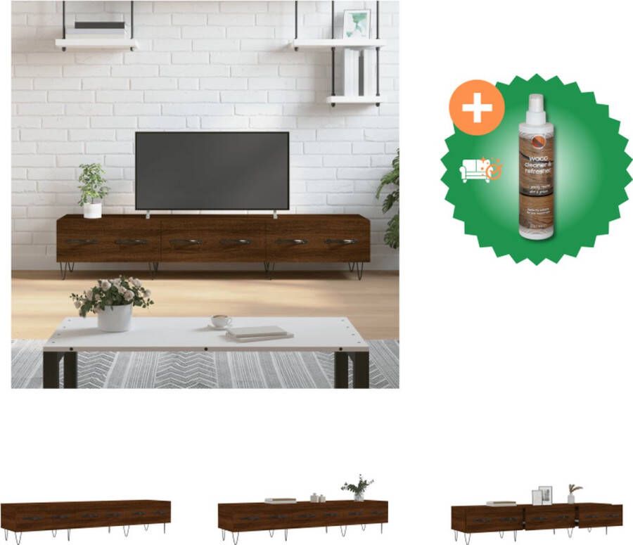 VidaXL Tv-meubel 150x36x30 cm bewerkt hout bruineikenkleurig Kast Inclusief Houtreiniger en verfrisser