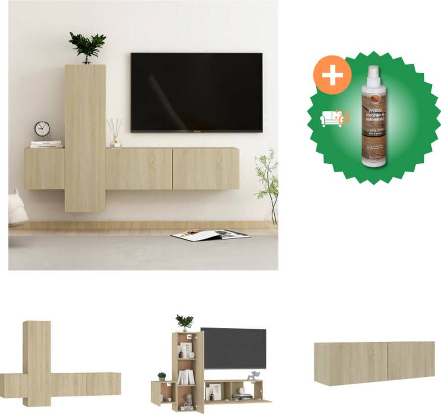 VidaXL Televisiemeubel Sonoma Eiken Wandmontage Boekenkast Onderhoudsvriendelijk Afmetingen (L)- 60 x 30 x 30 cm Afmetingen (M)- 30.5 x 30 x 60 cm Montage vereist Kast Inclusief Houtreiniger en verfrisser