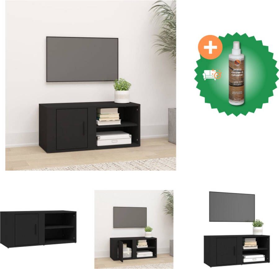 VidaXL Televisiekast Zwarte 80x31.5x36cm Trendy Design Kast Inclusief Houtreiniger en verfrisser