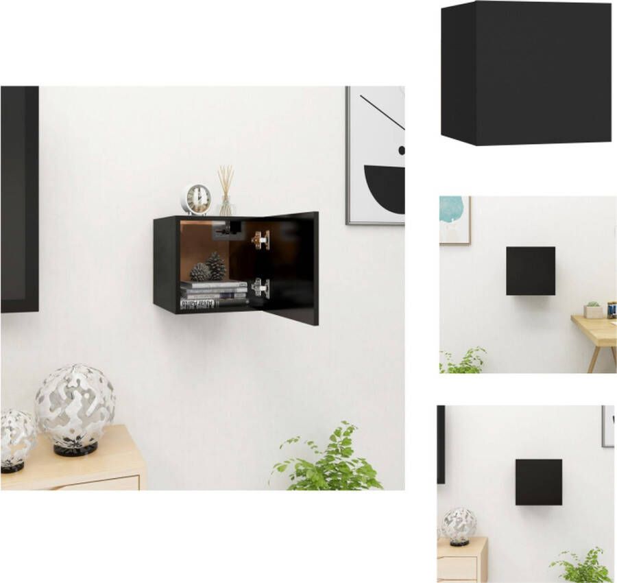 VidaXL Televisiekast Zwarte Bewerkt Hout 30.5x30x30cm Muurbevestiging Links Rechts Openend Montage Vereist Kast