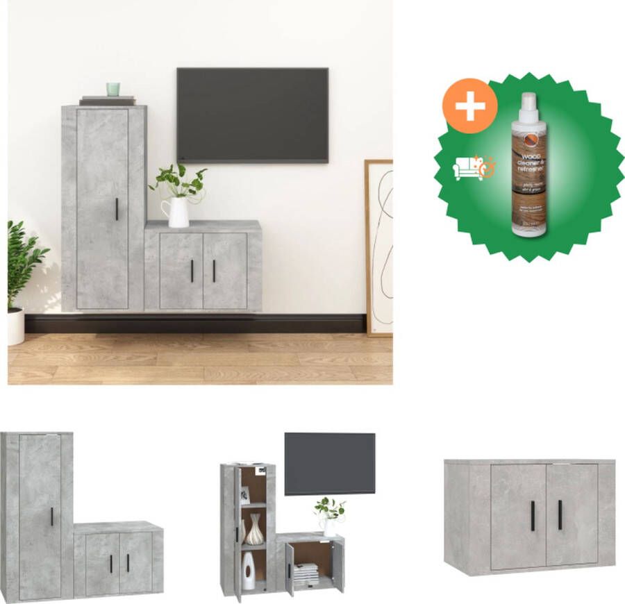 VidaXL Televisiekasten Betongrijs 57 x 34.5 x 40 cm 40 x 34.5 x 100 cm Trendy en praktisch design Kast Inclusief Houtreiniger en verfrisser