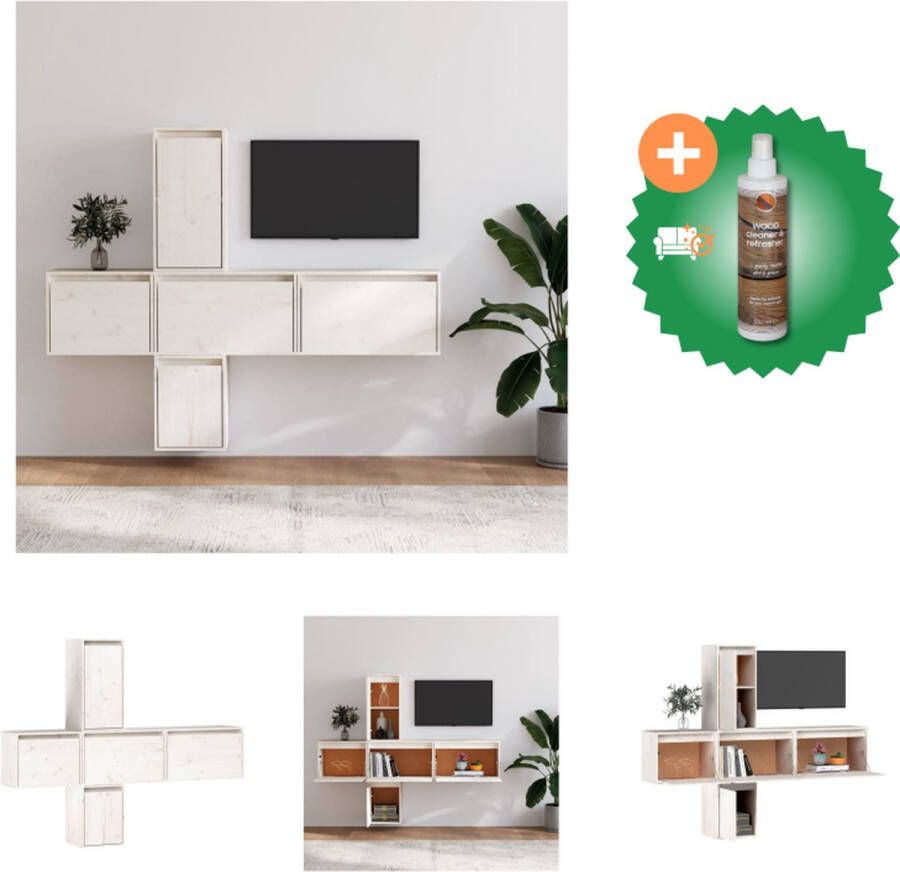 VidaXL Televisiekasten Klassiek design Massief grenenhout Wit 45 x 30 x 35 cm 60 x 30 x 35 cm 30 x 30 x 40 cm 30 x 30 x 60 cm Kast Inclusief Houtreiniger en verfrisser