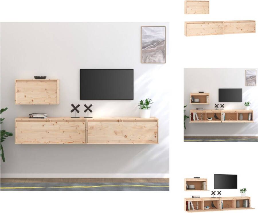 VidaXL Tv-meubel Klassieke televisiekasten Massief grenenhout 80 x 30 x 35 cm Kast - Foto 2