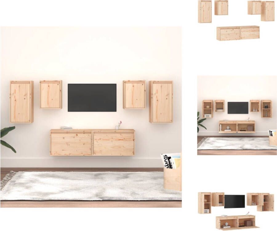 VidaXL Tv-kast Tv-kasten Tv-meubel Hifi-meubel Tv-meubelen 6 st massief grenenhout