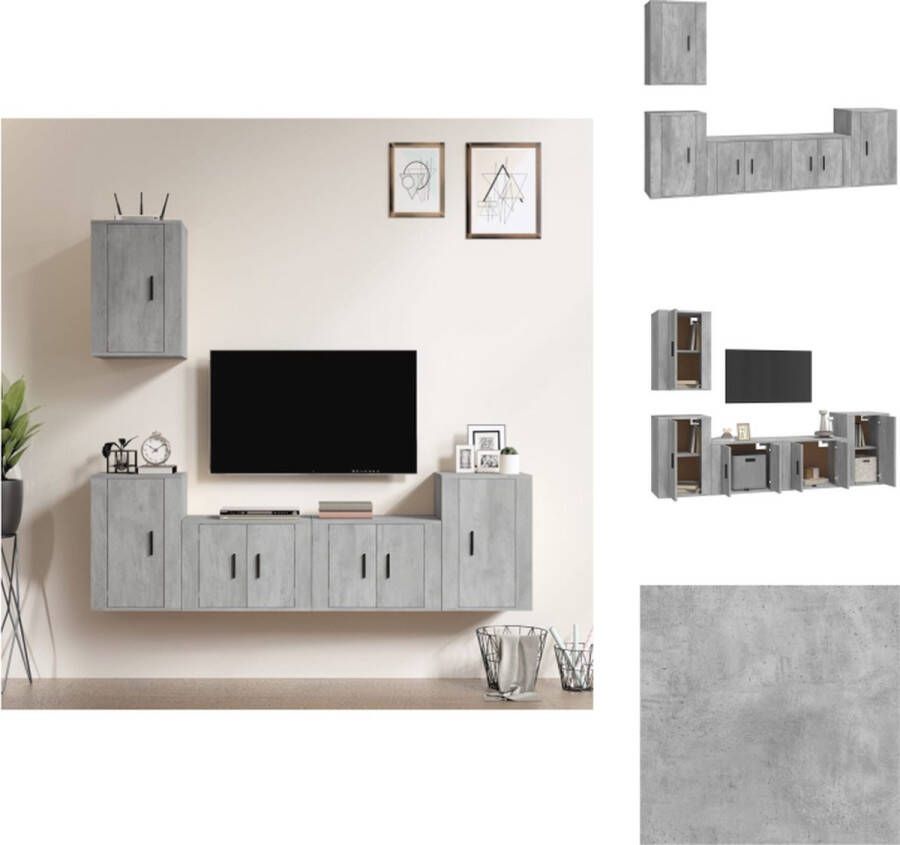 VidaXL Tv-kast Tv-kasten Tv-meubel Hifi-meubel 5-delige Tv-meubelset bewerkt hout betongrijs - Foto 2