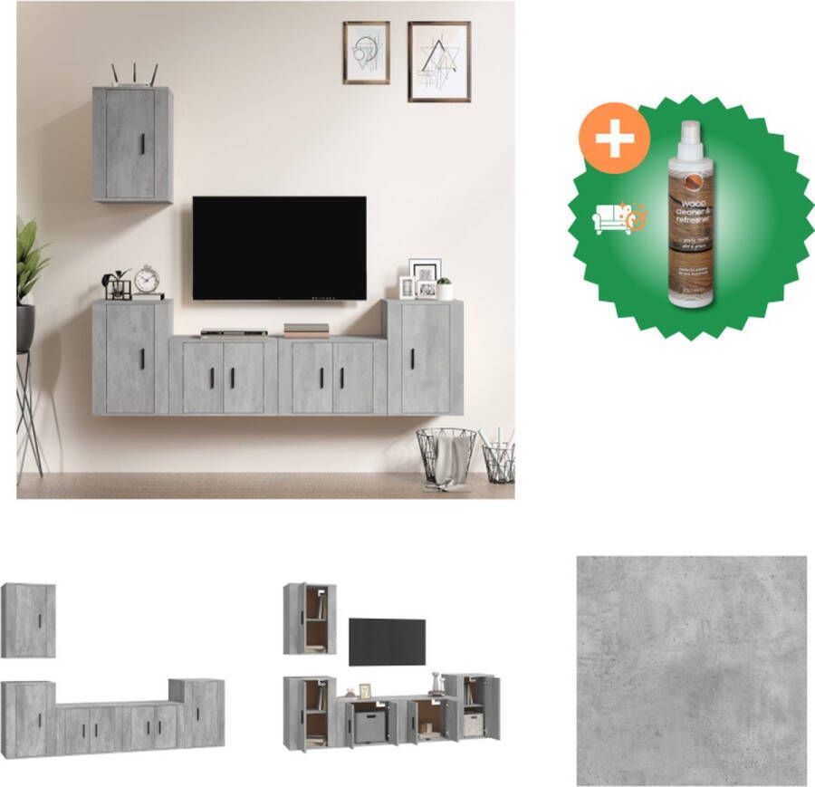 VidaXL TV-meubelset betongrijs 4-delig 57x34.5x40 cm 100x34.5x40 cm 2x 40x34.5x60 cm 40x34.5x80 cm Kast Inclusief Houtreiniger en verfrisser - Foto 3