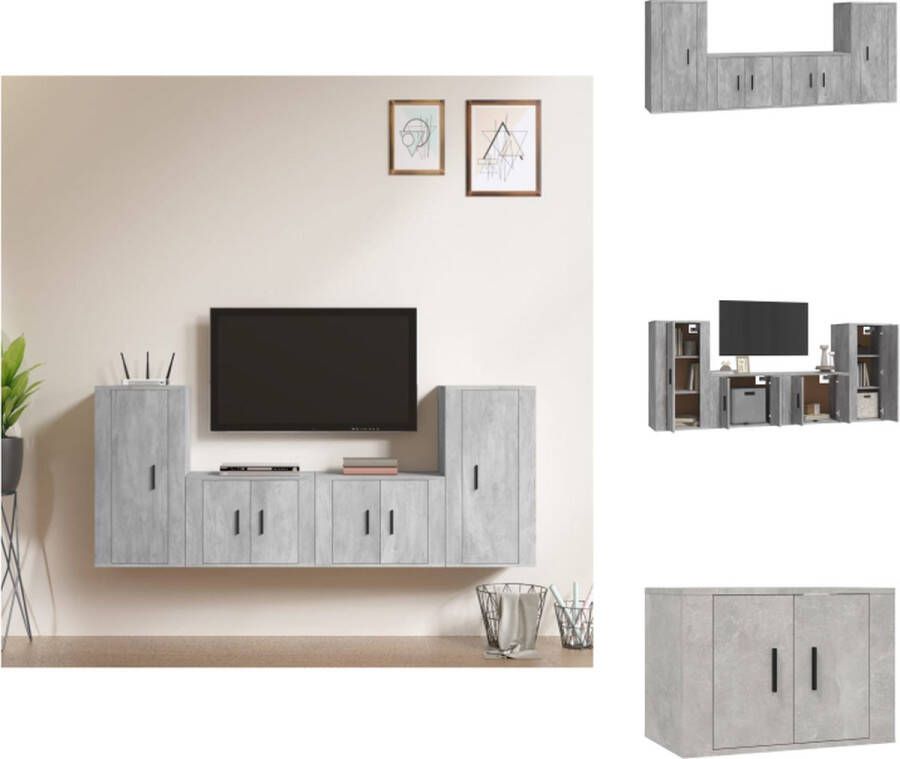 vidaXL Televisiekastenset Betongrijs 2x tv-meubel 57x34.5x40 cm 2x tv-meubel 40x34.5x80 cm Kast