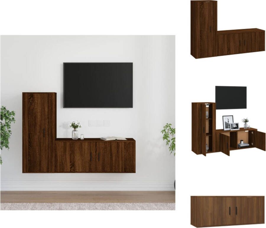 VidaXL Tv-kast Tv-kasten Tv-meubel Hifi-meubel 2-delige Tv-meubelset bewerkt hout bruineikenkleurig