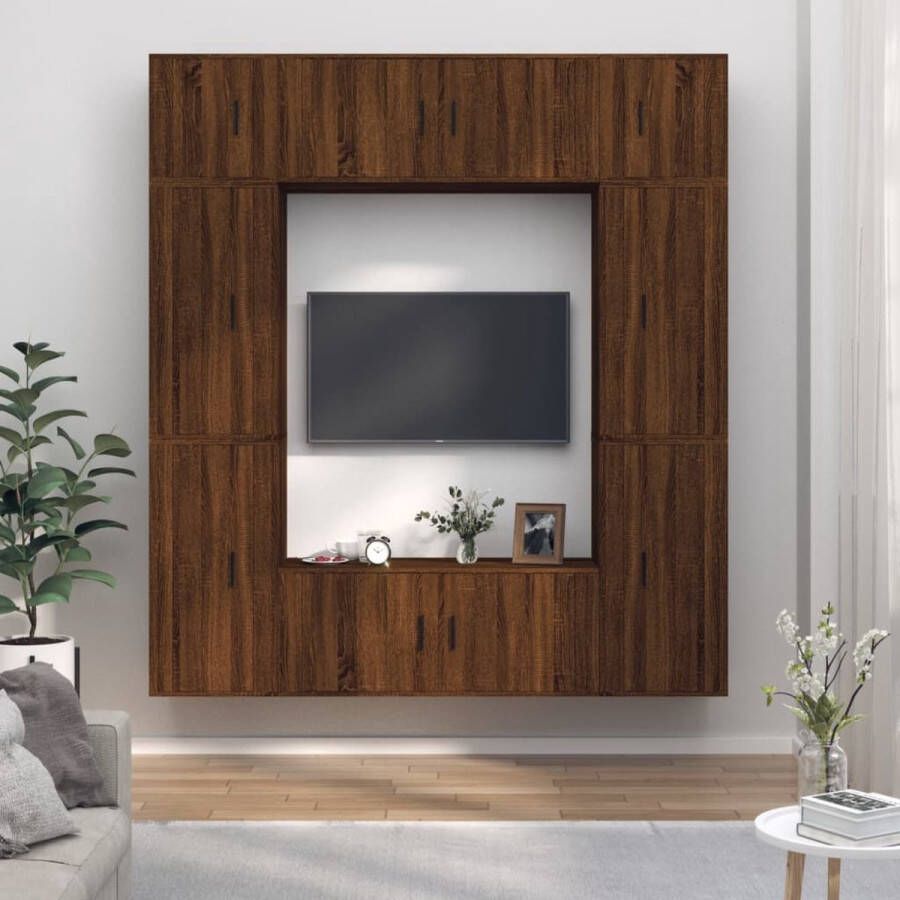 VidaXL Televisiekastenset Bruineiken TV-meubel 100x34.5x40cm TV-meubel 40x34.5x80cm TV-meubel 40x34.5x40cm Kast