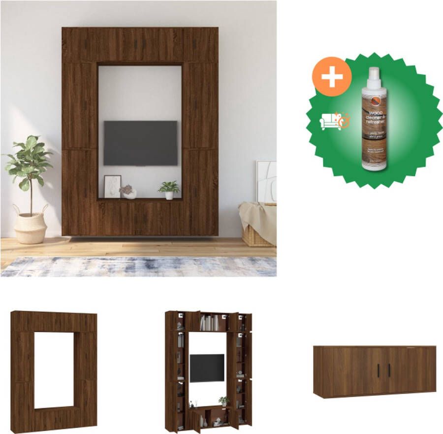 VidaXL Klassieke televisiekastenset bewerkt hout 4x40x34.5x100cm 2x100x34.5x40cm 2x40x34.5x40cm bruineiken Kast Inclusief Houtreiniger en verfrisser