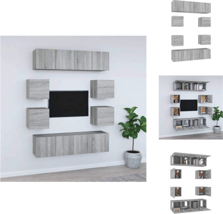 VidaXL Televisiekastenset Classic Grey Sonoma Eiken Wandgemonteerd 60x30x30 cm en 30.5x30x30 cm hoogwaardig hout Kast - Foto 2