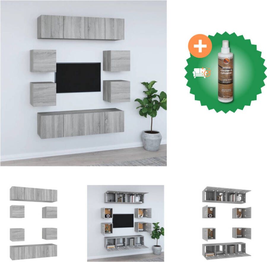 VidaXL Televisiekastenset Classic Grey Sonoma Eiken Wandgemonteerd 60x30x30 cm en 30.5x30x30 cm hoogwaardig hout Kast Inclusief Houtreiniger en verfrisser