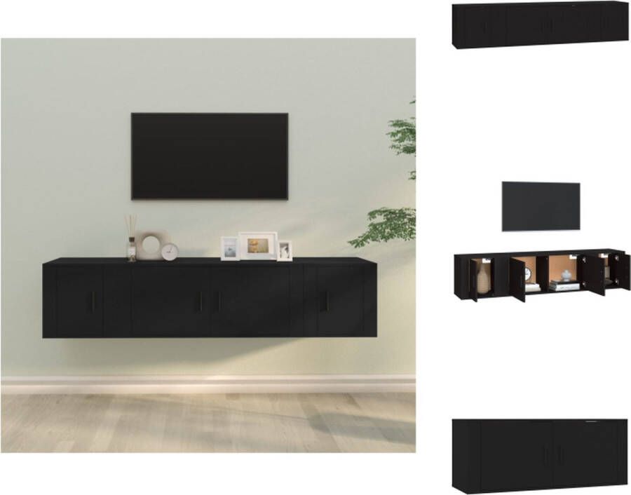 VidaXL Televisiekastenset Classic Meubels 100 x 34.5 x 40 cm Zwart Kast