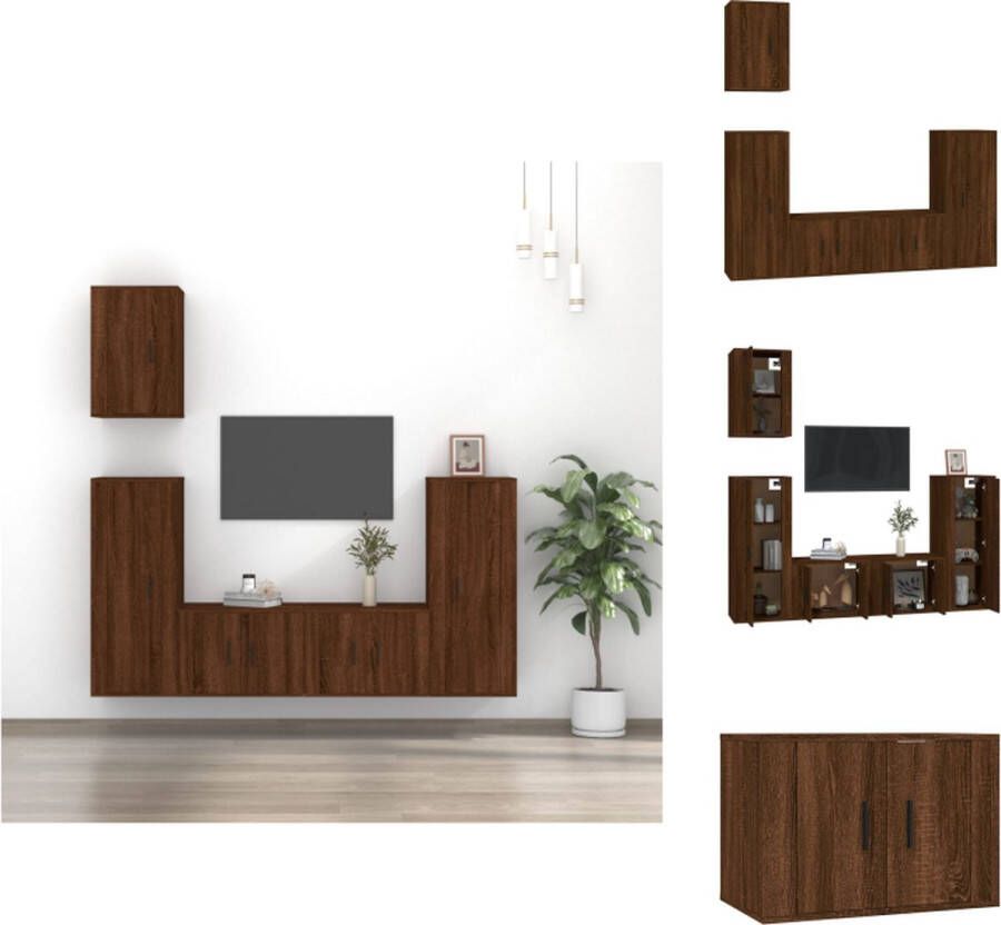 VidaXL Tv-kast Tv-kasten Tv-meubel Hifi-meubel 5-delige Tv-meubelset bewerkt hout bruineikenkleurig - Foto 8