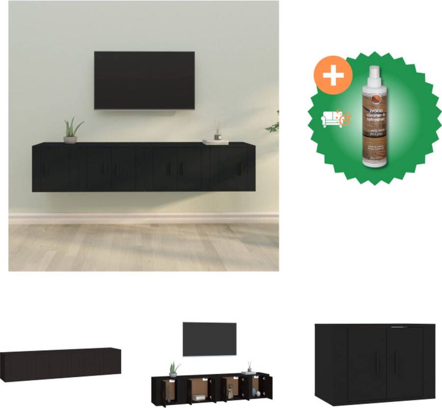 VidaXL Televisiekastenset Classic Tv-meubel 57 x 34.5 x 40 cm Zwart Kast Inclusief Houtreiniger en verfrisser