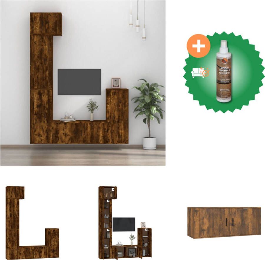 VidaXL Klassieke Televisiekastenset TV-meubel Gerookt Eiken 2x 57x34.5x40cm + 2x 40x34.5x80cm + 1x 40x34.5x60cm Kast Inclusief Houtreiniger en verfrisser - Foto 2