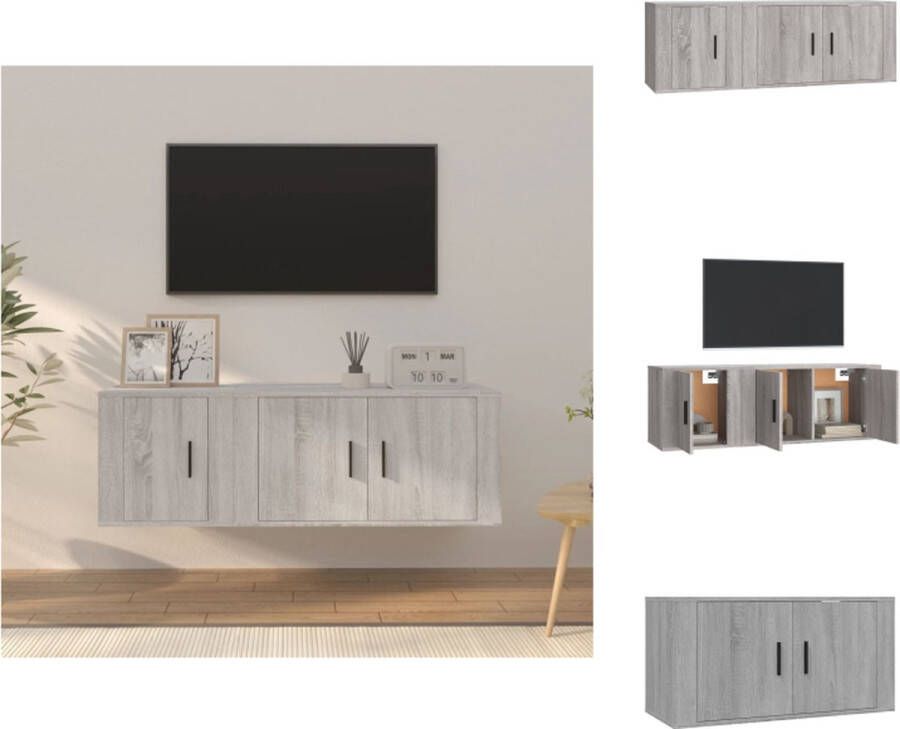 vidaXL Televisiekastenset Classico TV-meubel 80x34.5x40cm TV-meubel 40x34.5x40cm Grijs Sonoma Eiken Kast