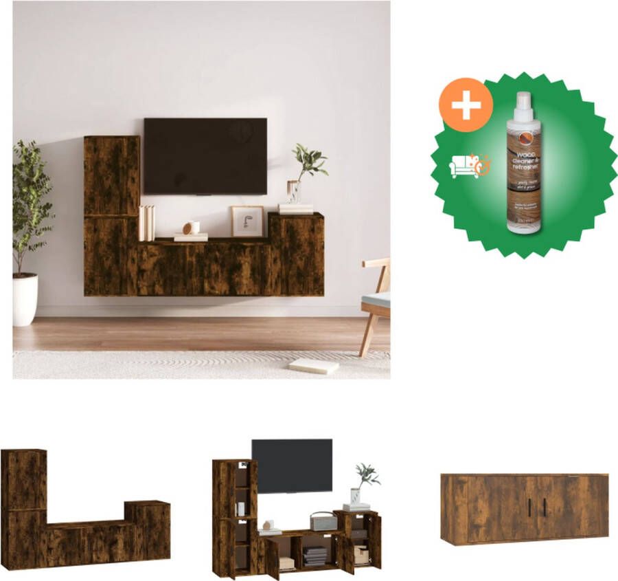 VidaXL Klassieke televisiekastenset TV-meubel 30.5x30x90 cm 30.5x30x60 cm 80x30x30 cm Gerookt eiken Kast Inclusief Houtreiniger en verfrisser - Foto 10