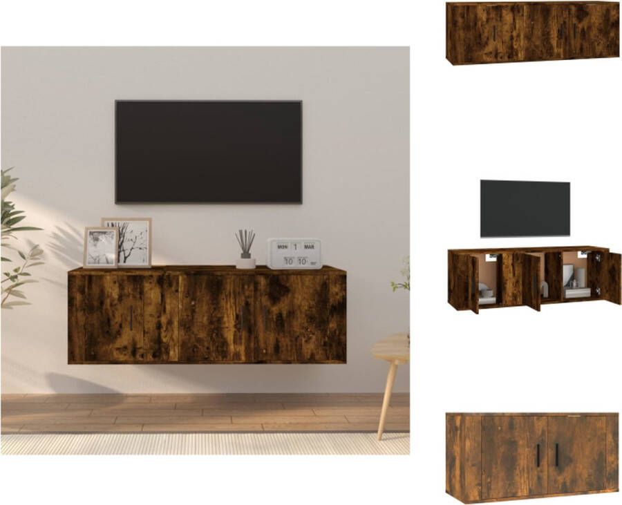 VidaXL Tv-kast Tv-kasten Tv-meubel Hifi-meubel 2-delige Tv-meubelset bewerkt hout gerookt eikenkleurig - Foto 2
