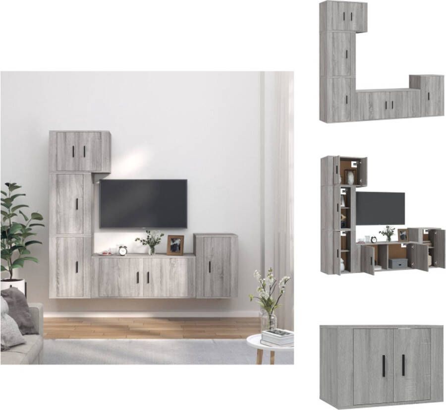 VidaXL Tv-kast Tv-kasten Tv-meubel Hifi-meubel 5-delige Tv-meubelset bewerkt hout grijs sonoma eikenkleurig - Foto 2