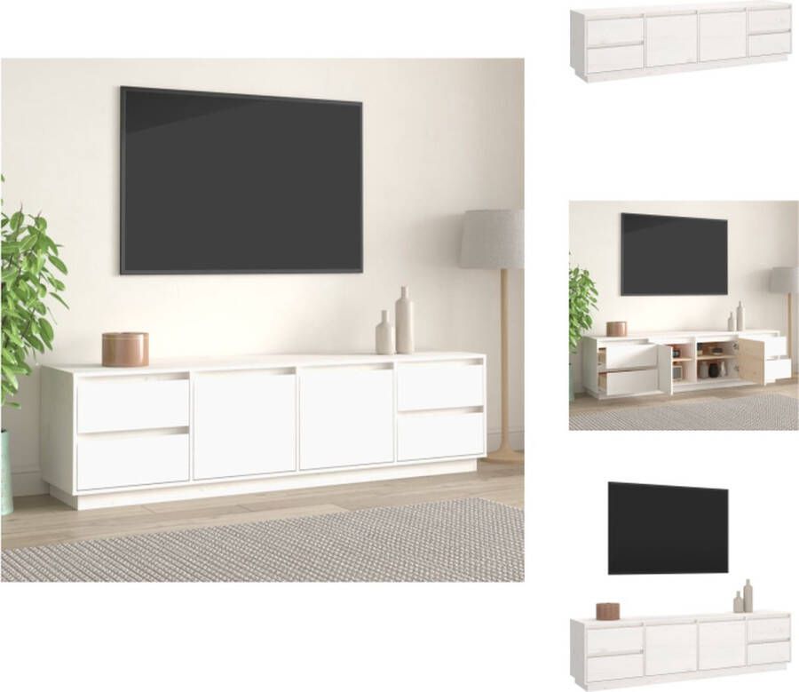 VidaXL Tv-kast Tv-kasten Tv-meubel Met LED-verlichting Tv-meubel 176x37x47 5 cm massief grenenhout wit