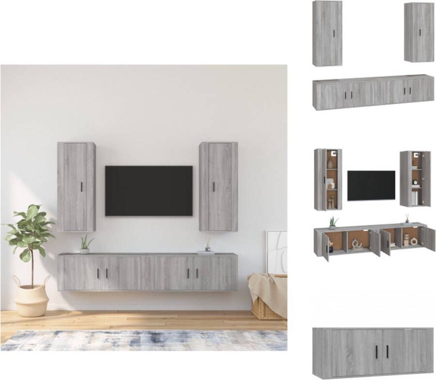 VidaXL Televisiekastenset Grijs Sonoma Eiken 2x 40x34.5x100cm 2x 100x34.5x40cm Kast