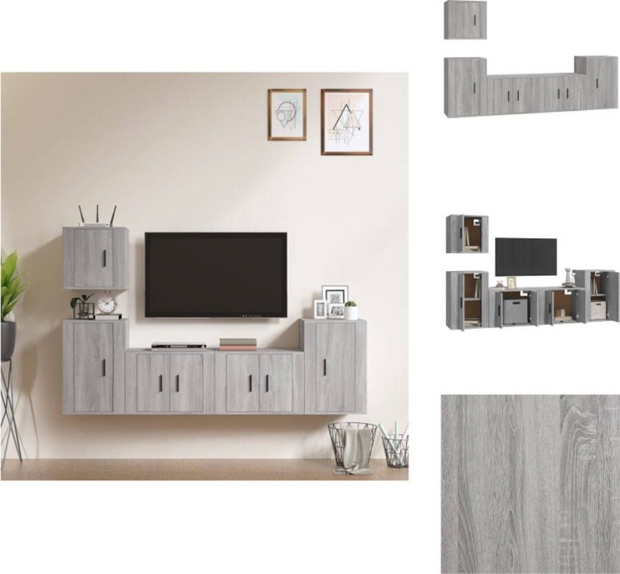 VidaXL Televisiekastenset Grijs Sonoma Eiken 2x 57x34.5x40cm + 1x 40x34.5x40cm + 2x 40x34.5x60cm Kast