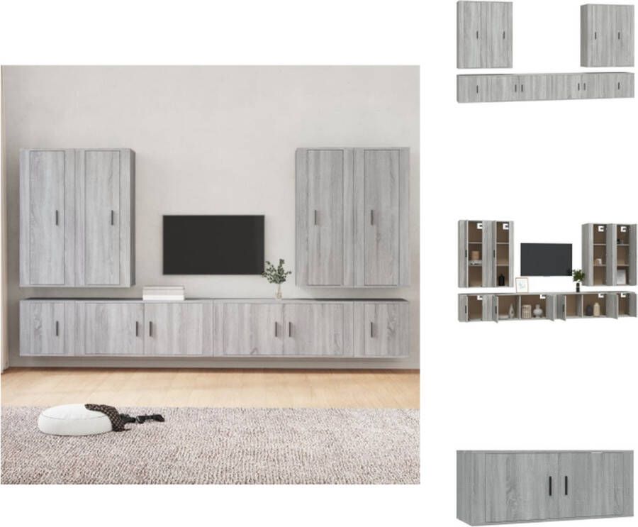 VidaXL Televisiekastenset Grijs Sonoma Eiken 4x 40x34.5x100cm 2x 100x34.5x40cm 2x 40x34.5x40cm Kast
