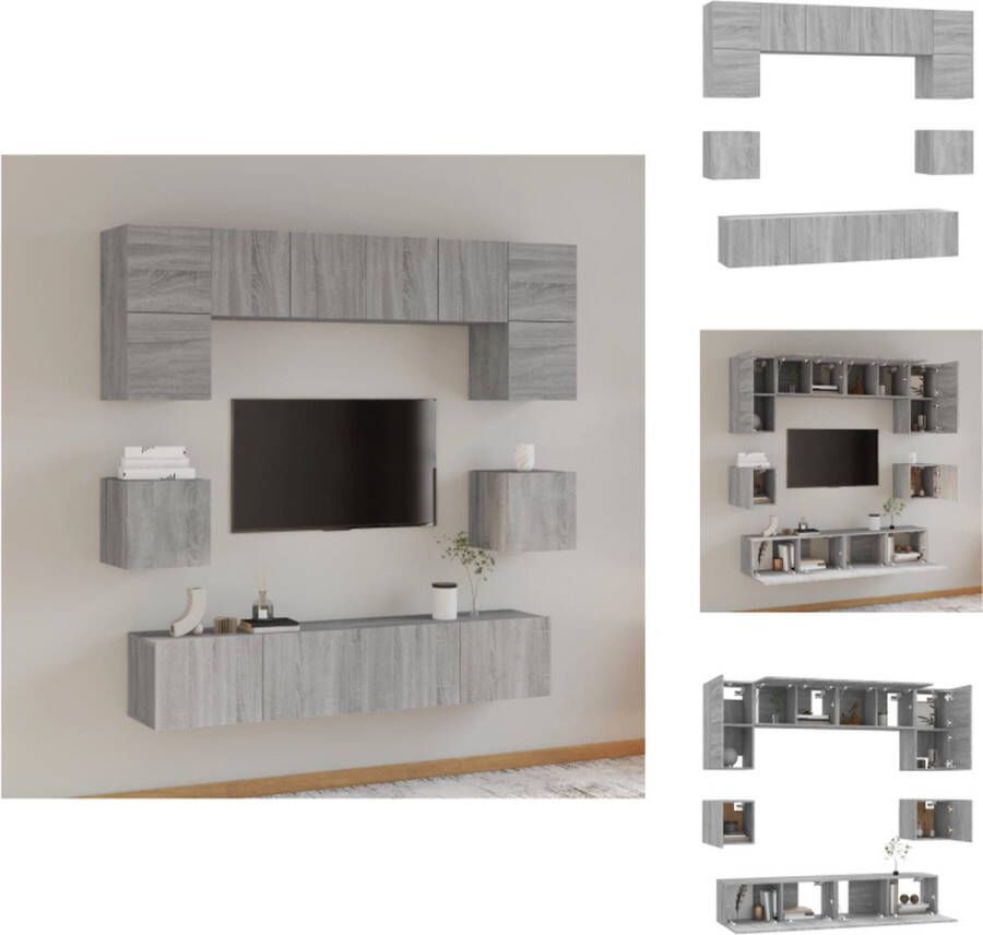 VidaXL Televisiekastenset Grijs Sonoma Eiken 4x 60x30x30cm 2x 80x30x30cm 2x 30.5x30x30cm Kast - Foto 2