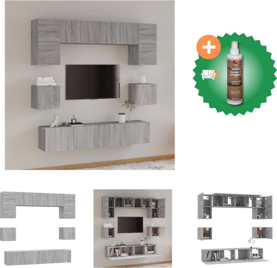 VidaXL Televisiekastenset Grijs Sonoma Eiken 4x 60x30x30cm 2x 80x30x30cm 2x 30.5x30x30cm Kast Inclusief Houtreiniger en verfrisser