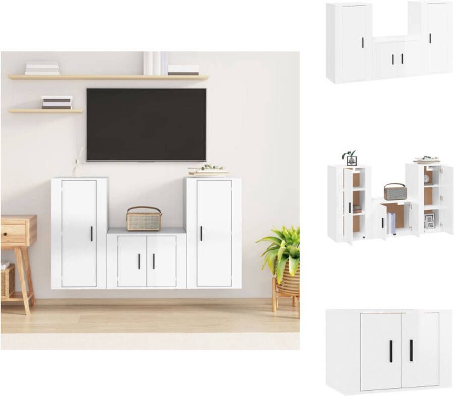 VidaXL Televisiekastenset Hoogglans wit 1x tv-meubel- 57x34.5x40cm 2x tv-meubel- 40x34.5x80cm Kast