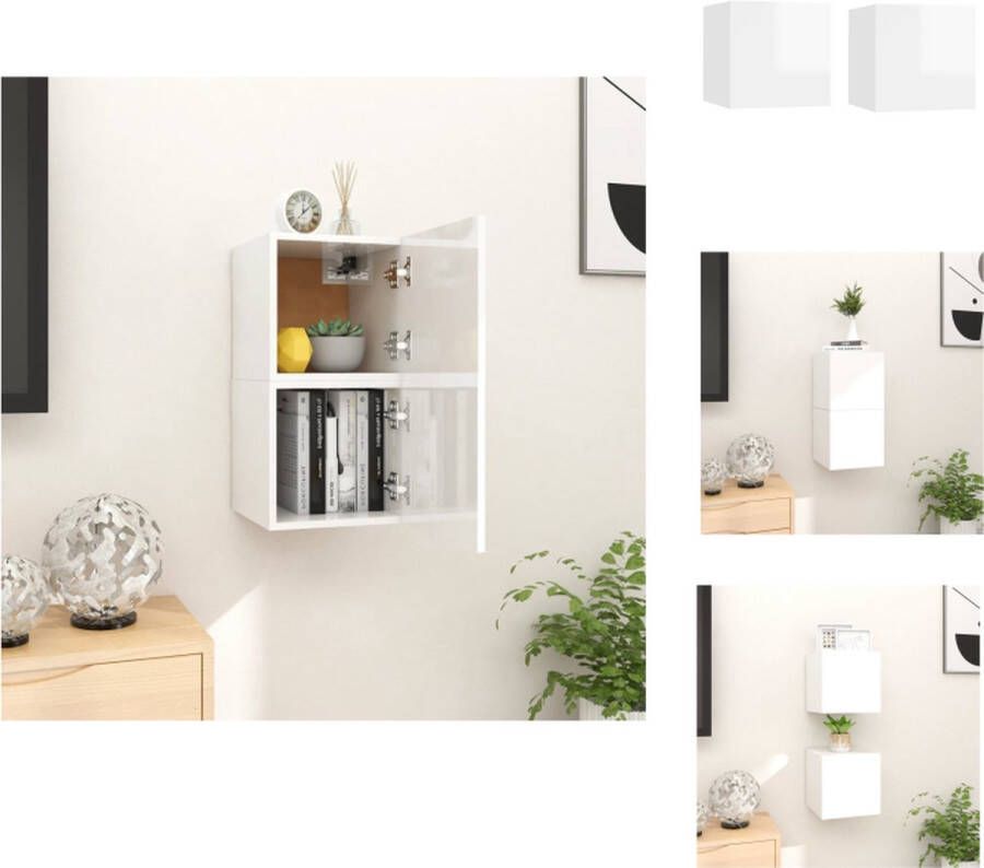 VidaXL Tv-kast Tv-kasten Tv-standaard Tv-standaarden Tv-wandmeubelen 2 st 30 5x30x30 cm hoogglans wit - Foto 3