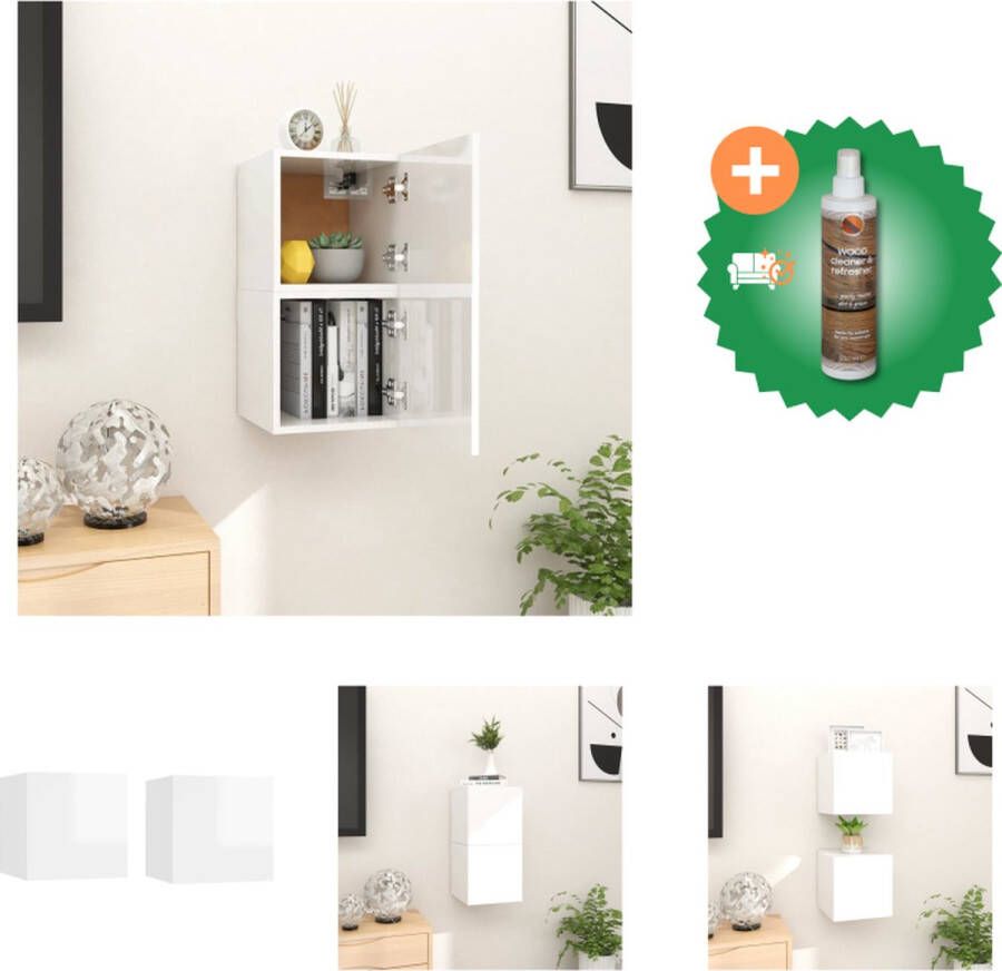 VidaXL Televisiekastenset Hoogglans wit 30.5 x 30 x 30 cm Met deur links rechts Kast Inclusief Houtreiniger en verfrisser
