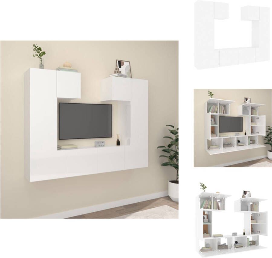 VidaXL Televisiekastenset Hoogglans wit 60 x 30 x 30 cm 30.5 x 30 x 60 cm 80 x 30 x 30 cm Kast