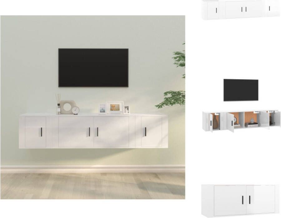 VidaXL Televisiekastenset hoogglans wit TV-meubel 100 x 34.5 x 40 cm 2x TV-meubel 40 x 34.5 x 40 cm Bewerkt hout Kast