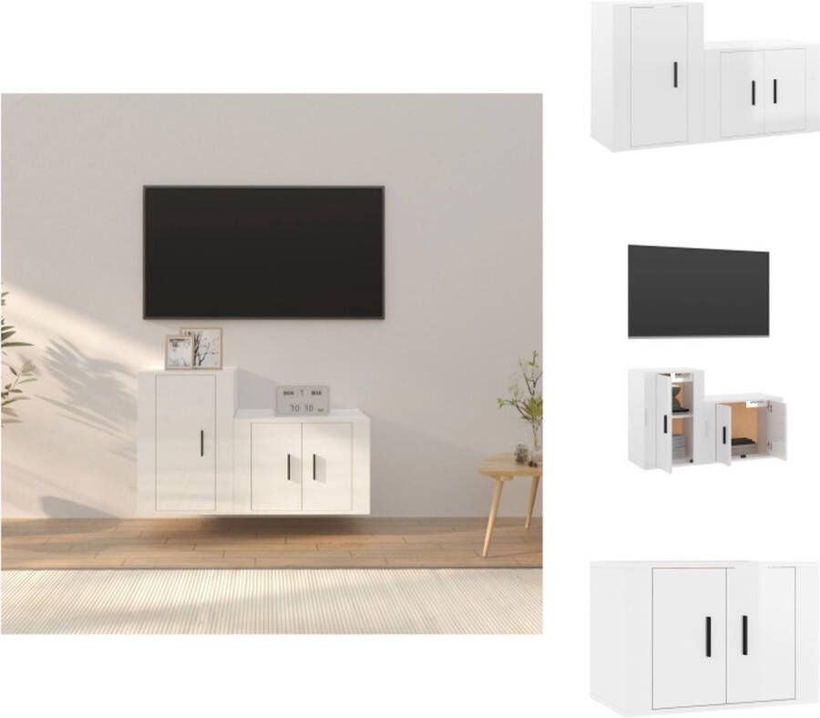 VidaXL Televisiekastenset Houten TV-meubel Hoogglans wit 57 x 34.5 x 40 cm en 40 x 34.5 x 60 cm Kast