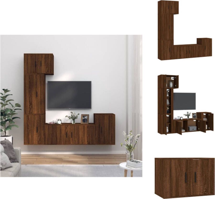 VidaXL Televisiekastenset Klassiek 1x 57x34.5x40 cm 1x 100x34.5x40 cm 2x 40x34.5x60 cm 1x 40x34.5x80 cm Bruineiken Kast