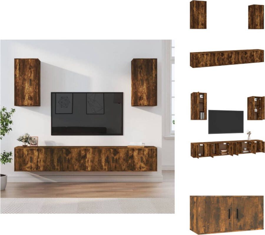 VidaXL Televisiekastenset Klassiek Bewerkt hout Gerookt eiken 2x 80x34.5x40cm 2x 40x34.5x40cm 2x 40x34.5x80cm Kast