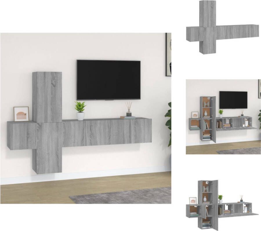 VidaXL Televisiekastenset Klassiek Bewerkt Hout Grijs Sonoma Eiken 60x30x30cm 30.5x30x60cm 30.5x30x30cm Kast
