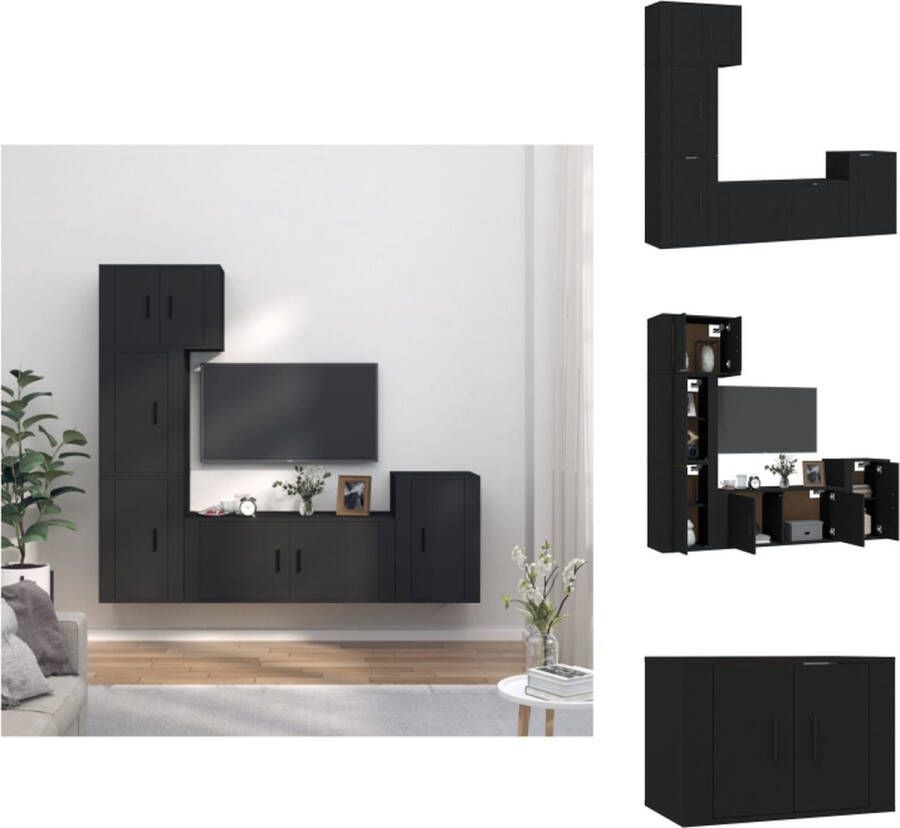 VidaXL Televisiekastenset Klassiek design Voldoende opbergruimte Wandgemonteerde functie Zwart Hout 1x 57x34.5x40cm + 1x 100x34.5x40cm + 3x 40x34.5x60cm Kast