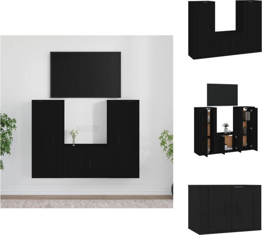 VidaXL Televisiekastenset Klassiek design Wandgemonteerd Zwart 40x34.5x100 cm 57x34.5x40 cm Kast