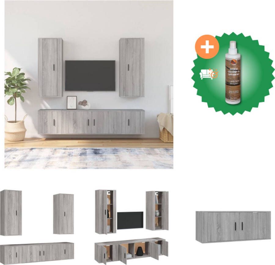 VidaXL Televisiekastenset Klassiek grijs sonoma eiken 5-delig Kast Inclusief Houtreiniger en verfrisser